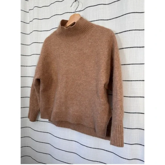 & Other Stories Alpaca Wool Mock Neck Sweater Size XS Camel Quiet Luxury - Picture 3 of 10